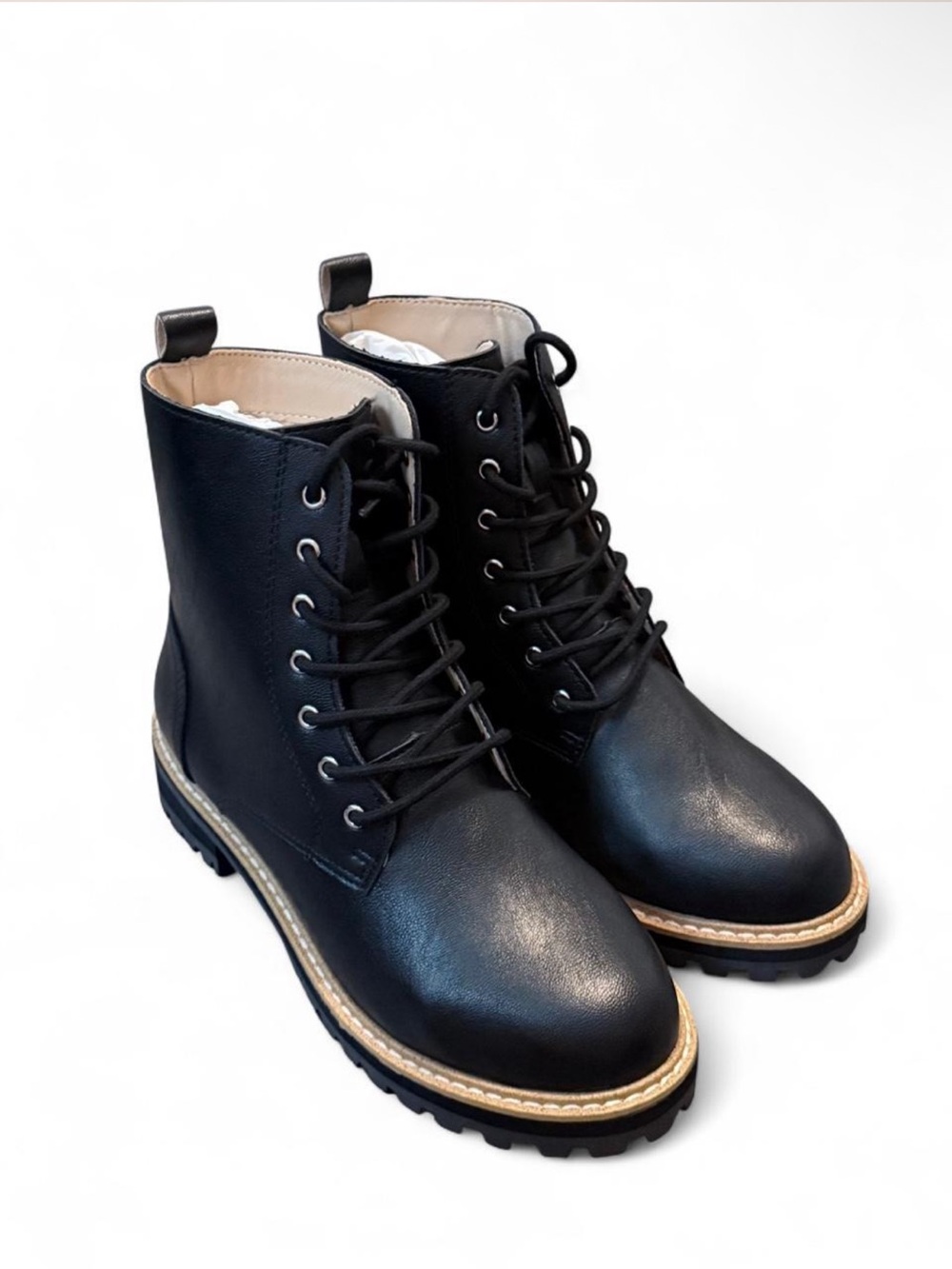 Oasis Society Women’s Size 6.5 Classic Black Lace-Up Leather Ankle Boots - Picture 8 of 8